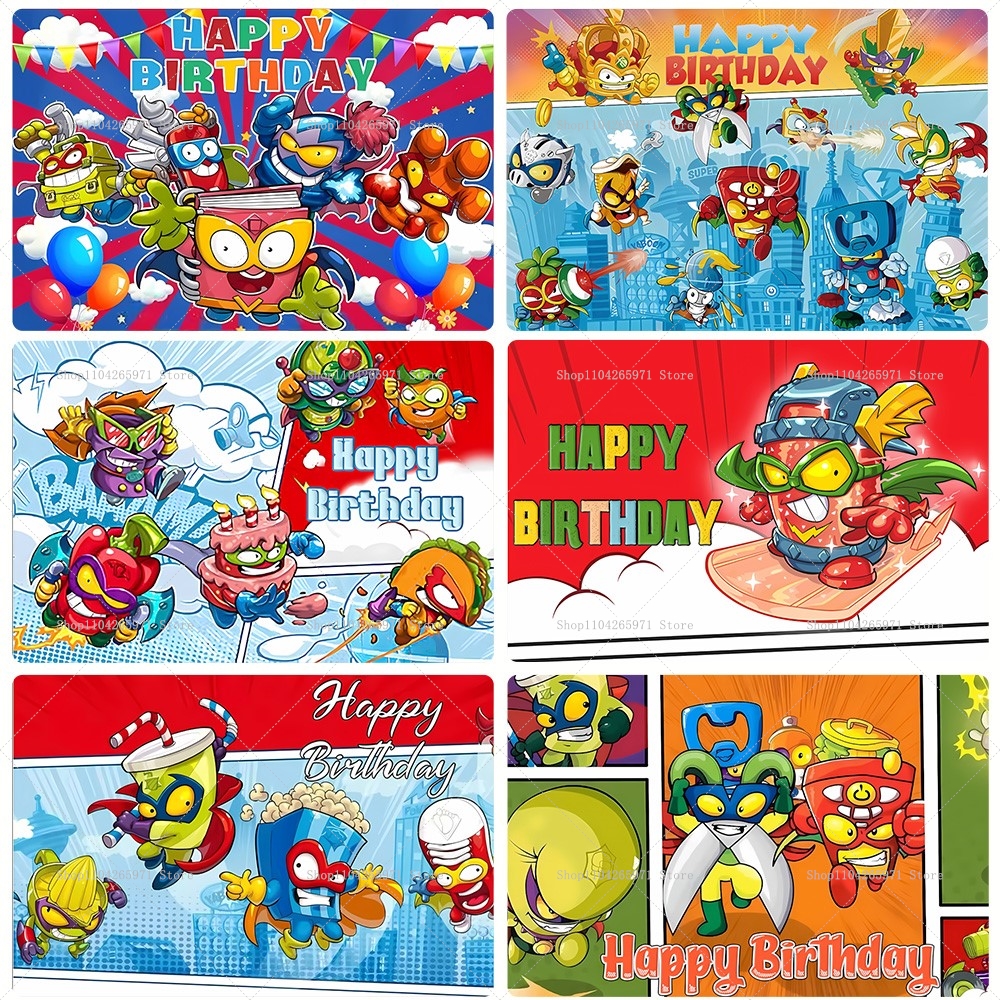 Baby Food Mixer - Cartoon SuperZings Photography Backdrop Children Birthday