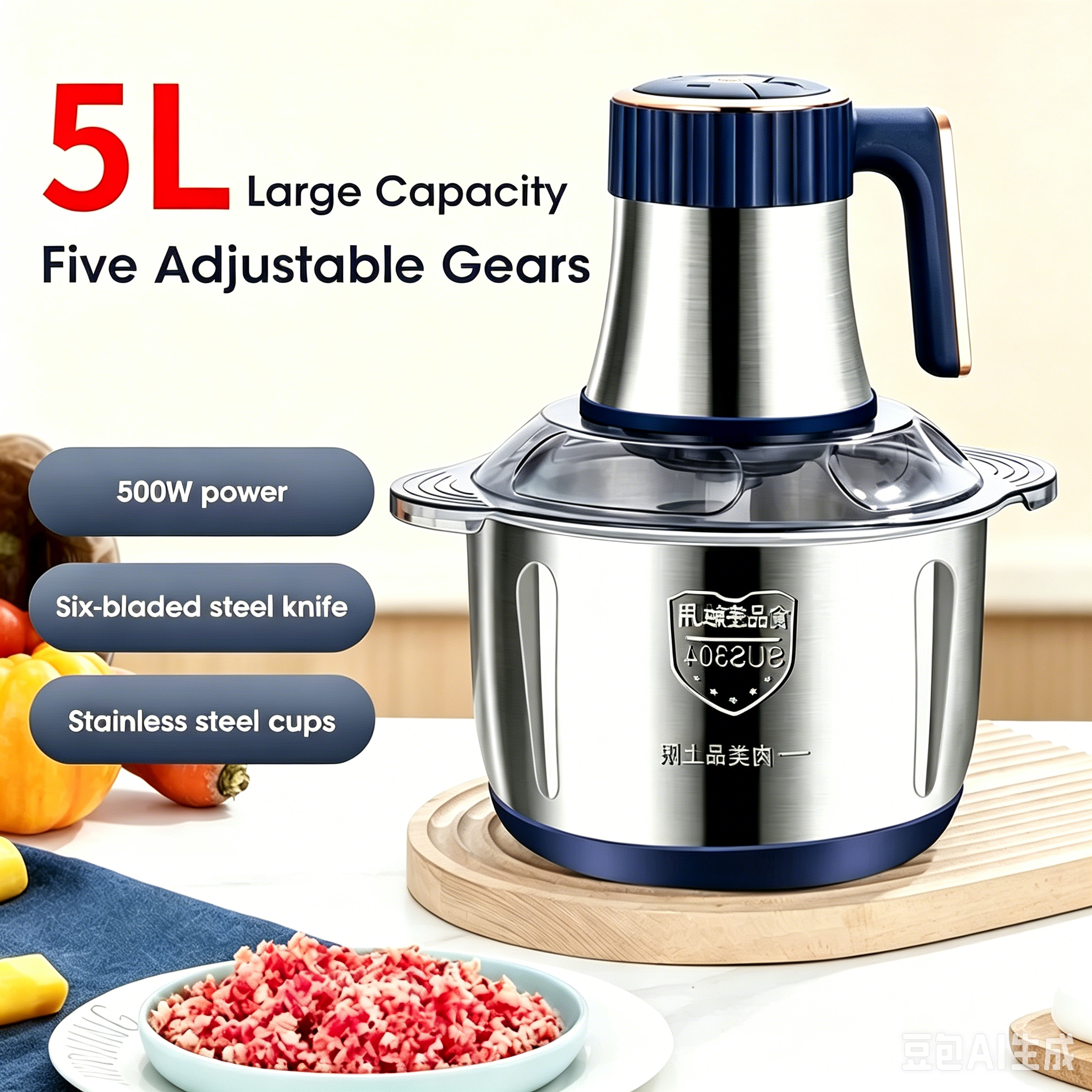 Baby Food Mixer - 5L SUS304 Stainless Steel Bowl Electric