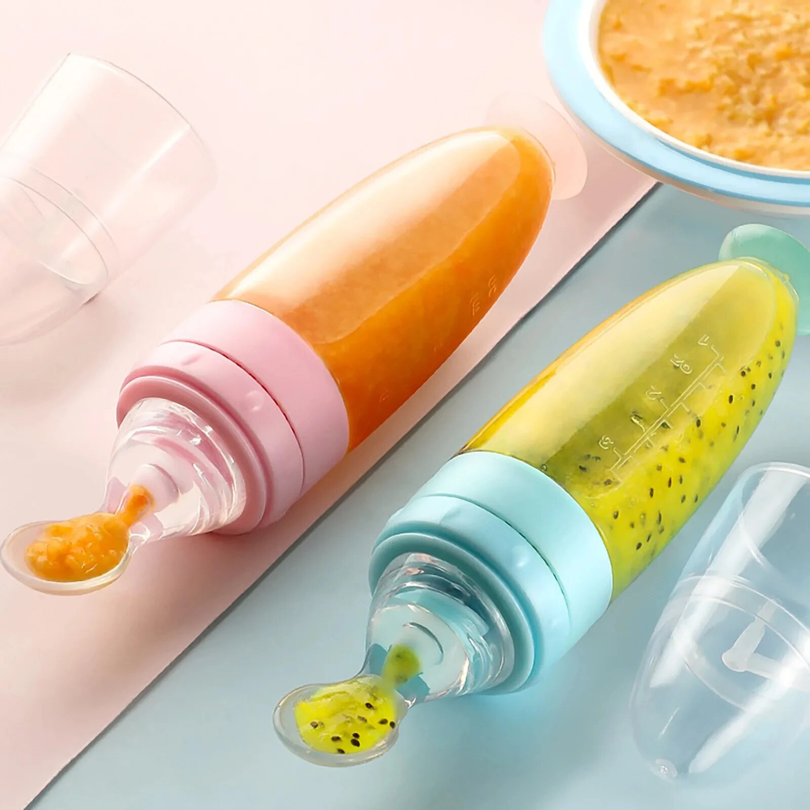 Depressible Silicone Bottle Fe - Baby Food Feeder 评论和价格