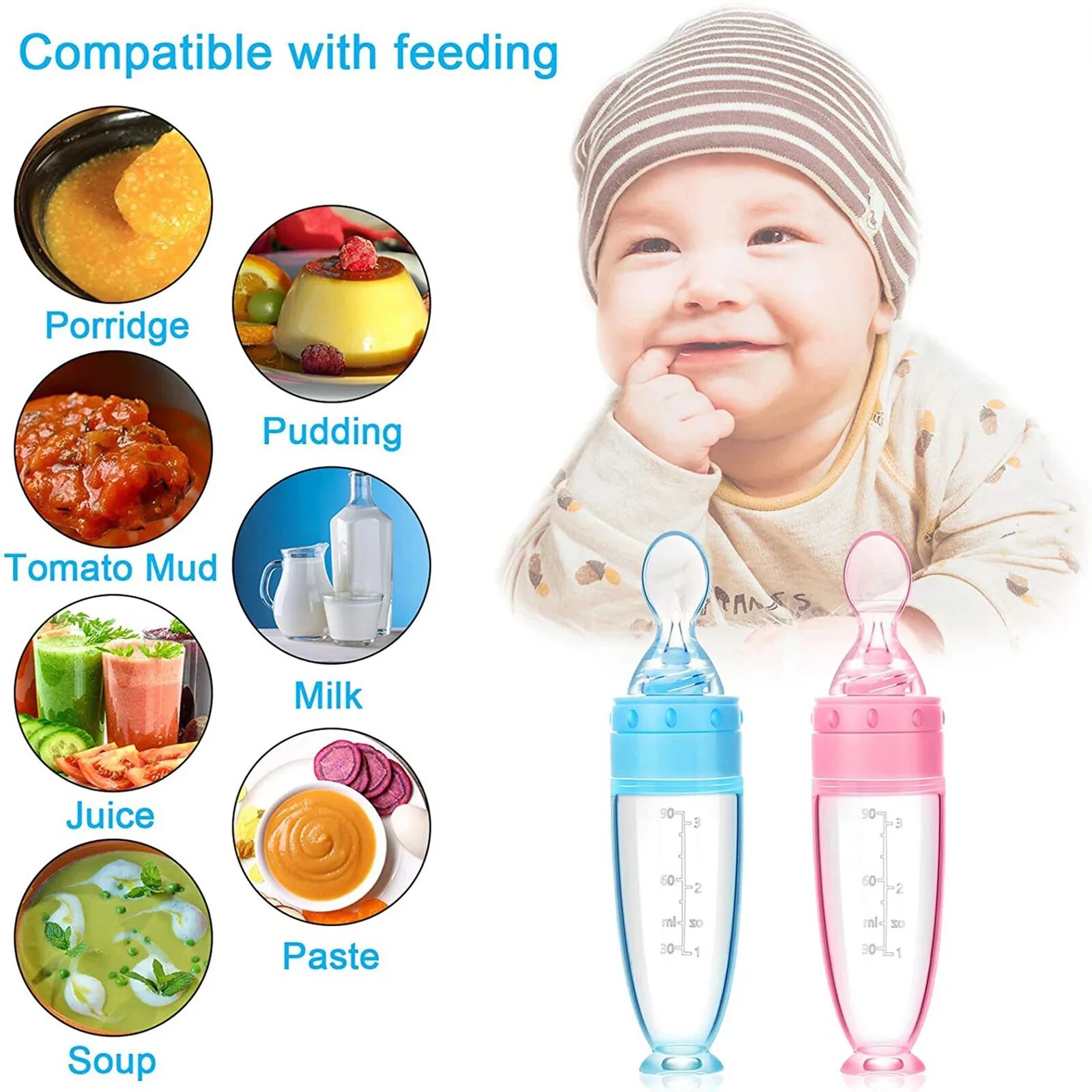 Depressible Silicone Bottle Fe - Baby Food Feeder 评论和价格