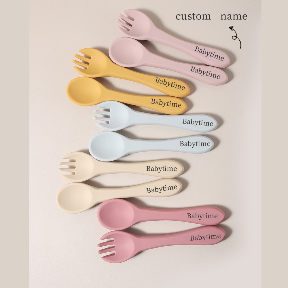 Custom Name 1 Pair Silicone Sp - Baby Food Name 评论和价格
