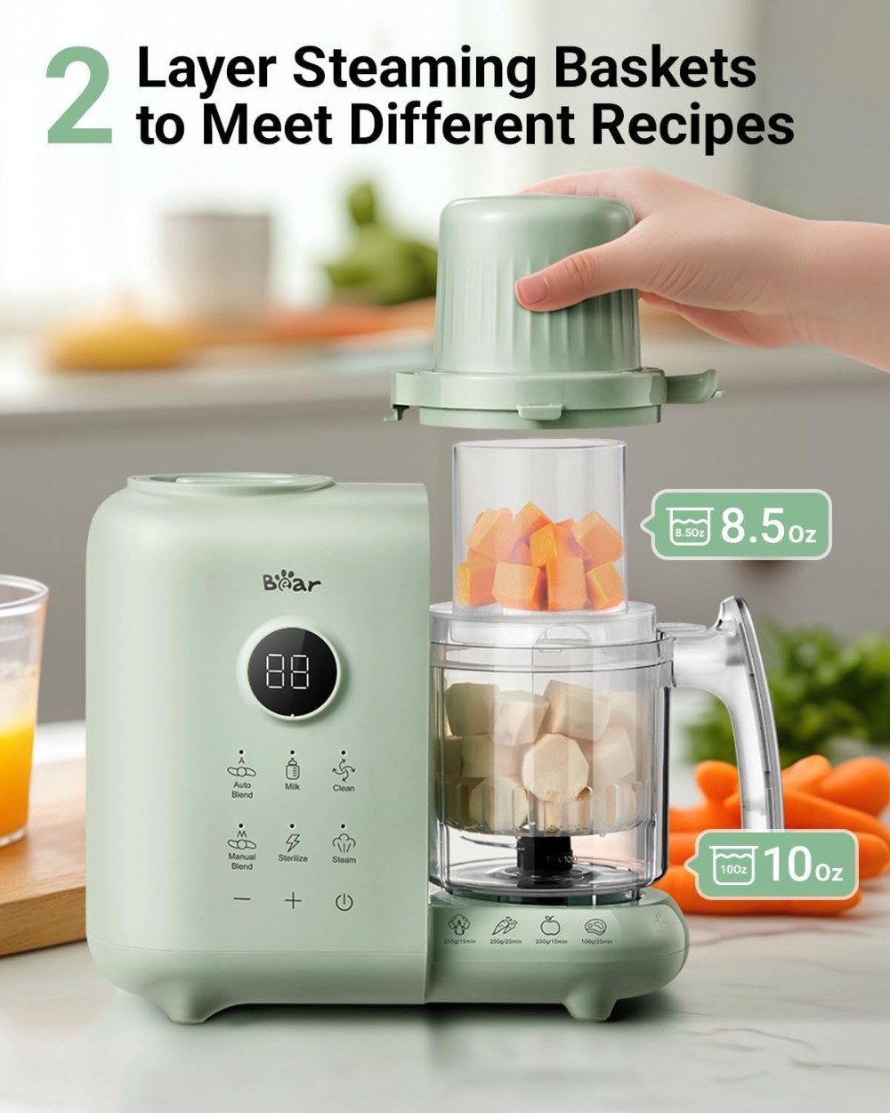 18.5oz Dual-Layer Steam Basket - Baby Food Maker And Steamer 评论和价格